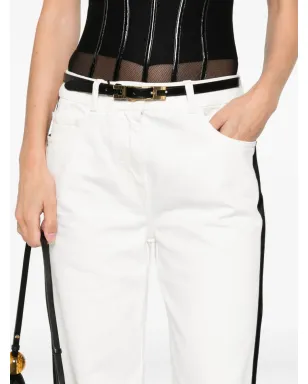 Elisabetta Franchi サイドストライプベルト付きパンツ - ホワイト - サムネイル5