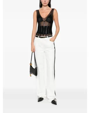 Elisabetta Franchi サイドストライプベルト付きパンツ - ホワイト - サムネイル2