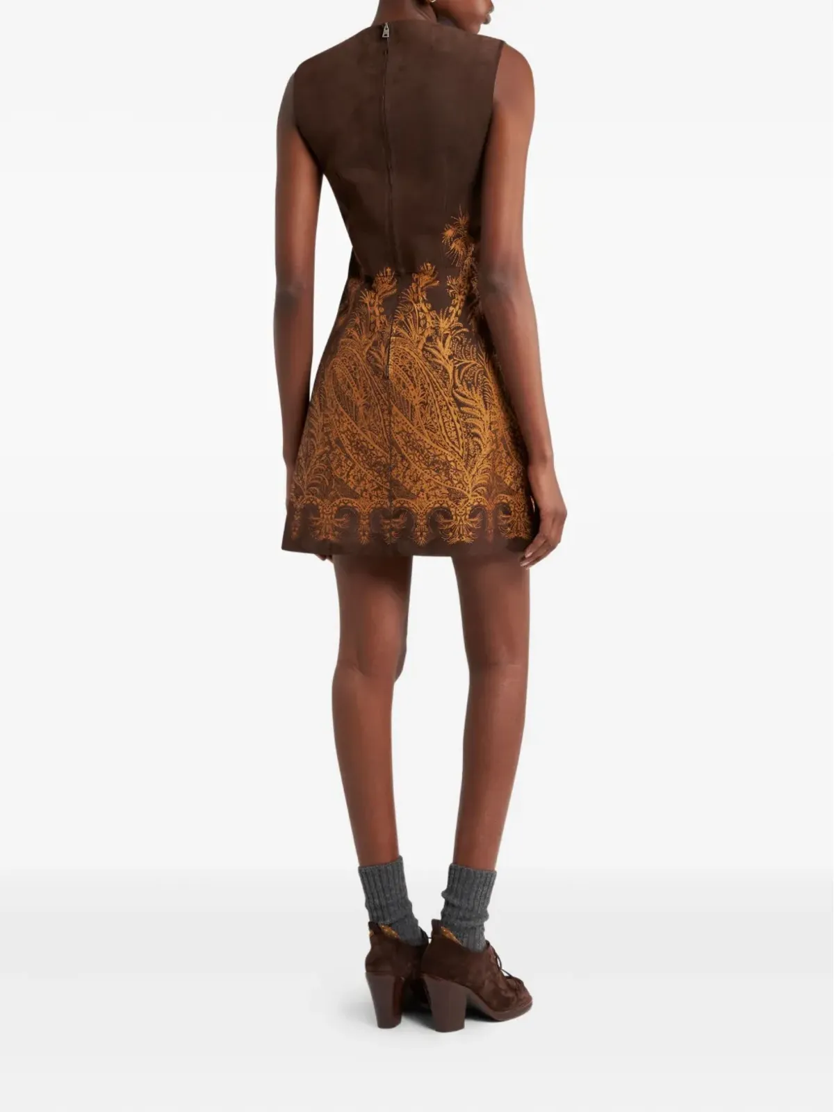 ETRO レースアップ ペイズリープリント ミニドレス - 画像3