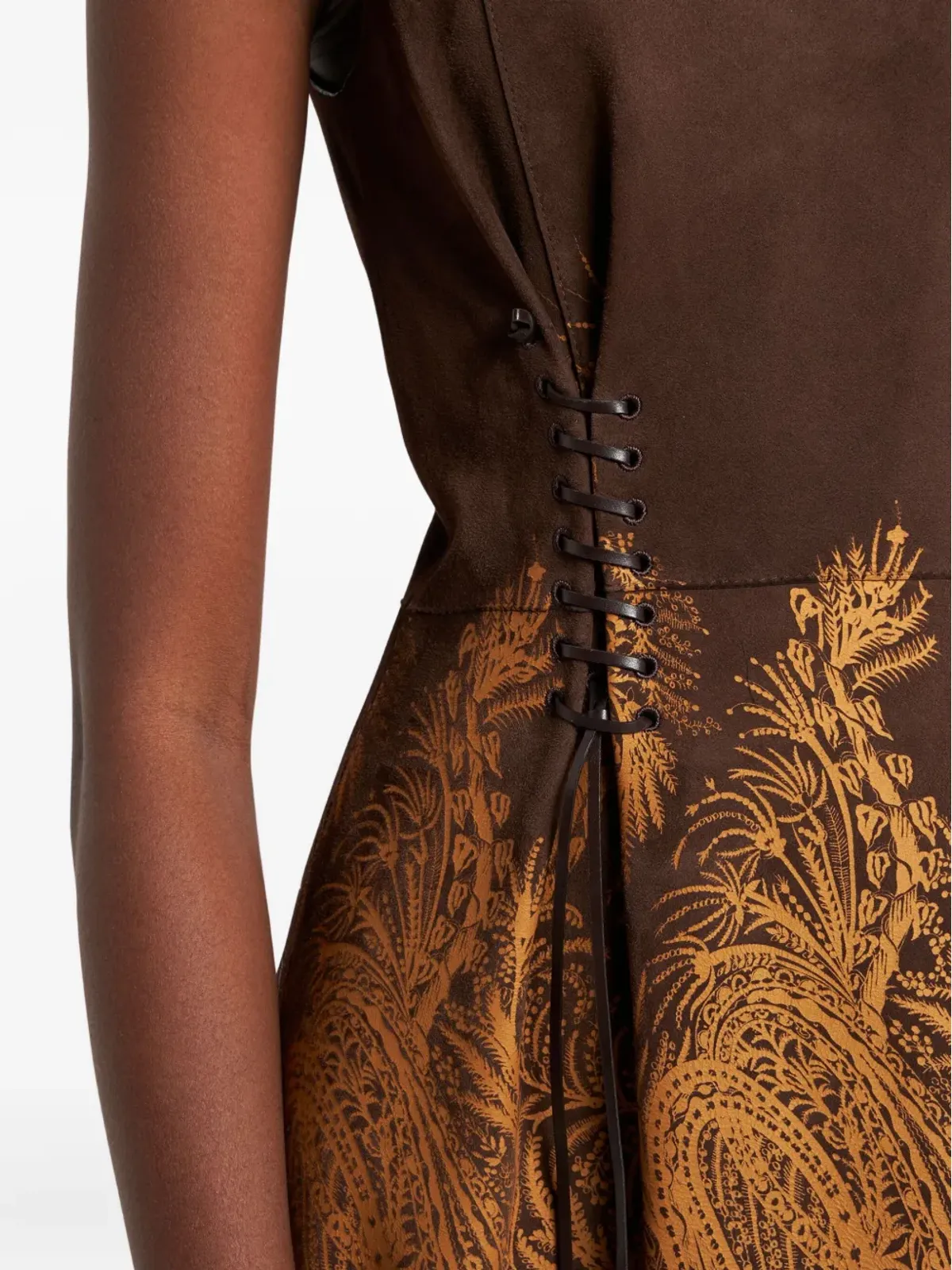 ETRO レースアップ ペイズリープリント ミニドレス - 画像4