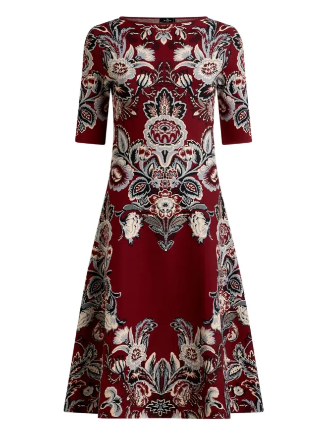 ETRO ETRO ジャカード花柄ミディドレス - レッドの商品画像