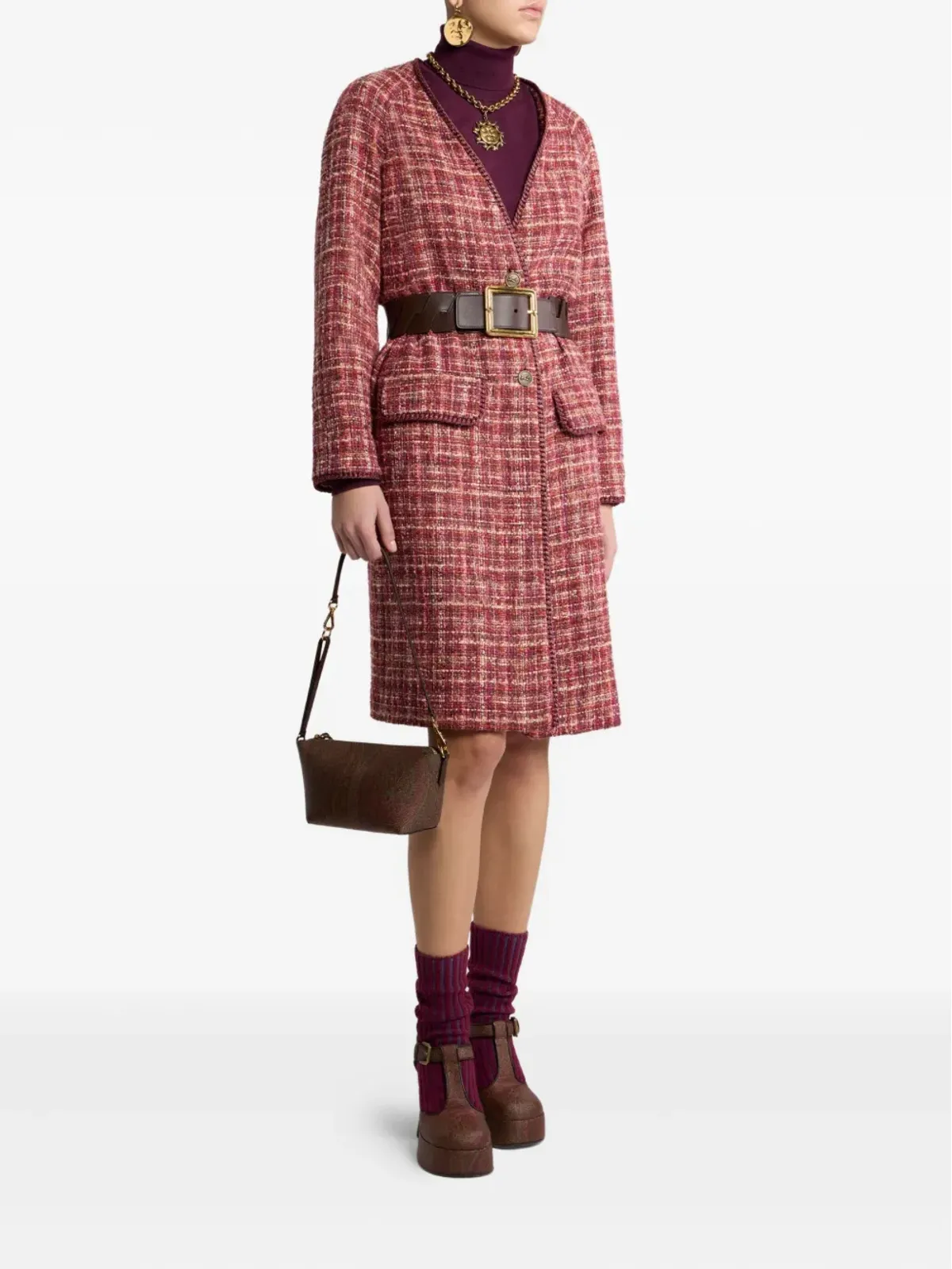 ETRO ツイード シングルブレスト コート - 画像2