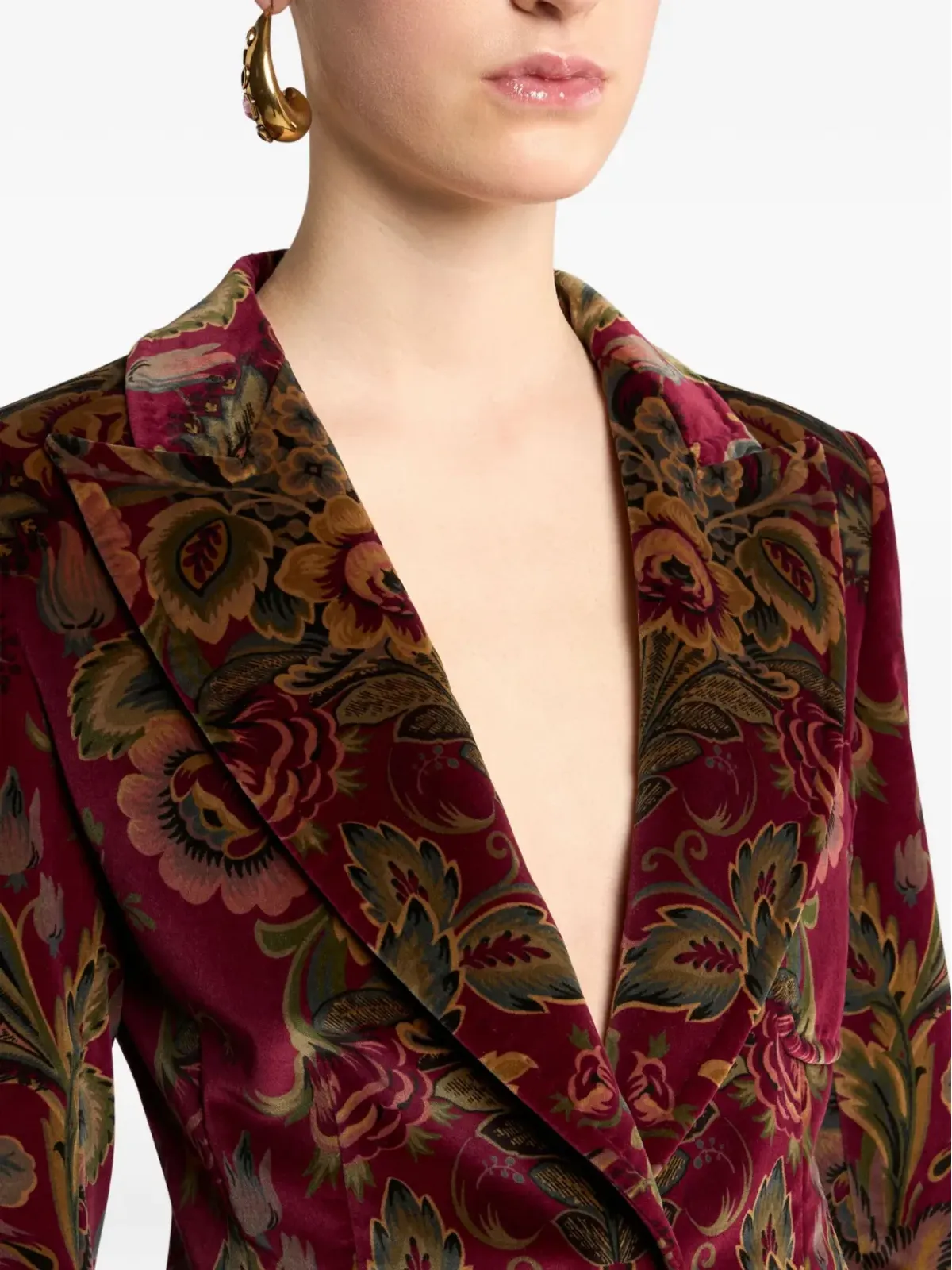 ETRO 花柄ベルベットブレザー - 画像4