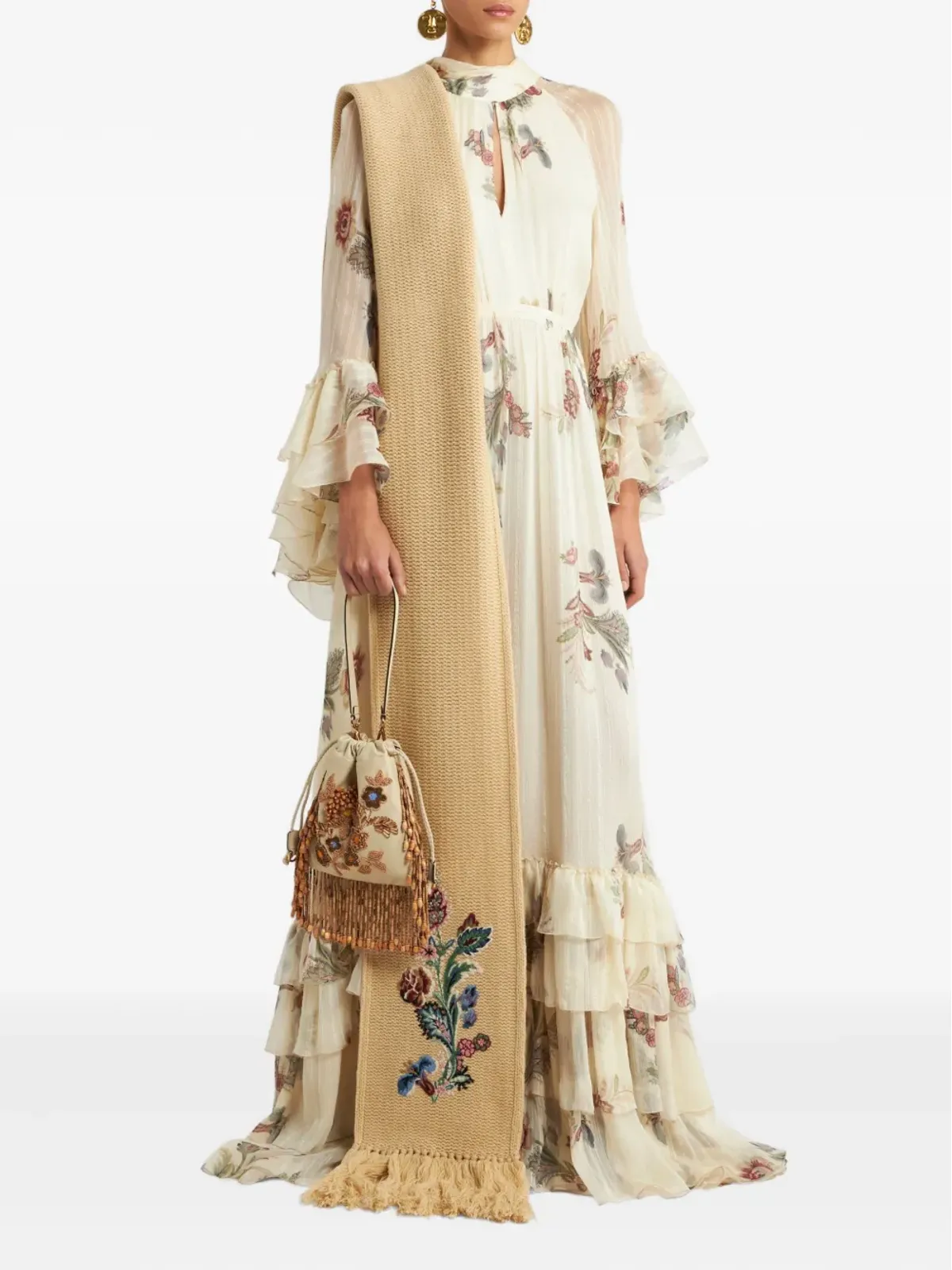 ETRO 花柄フリルシルクドレス - 画像2