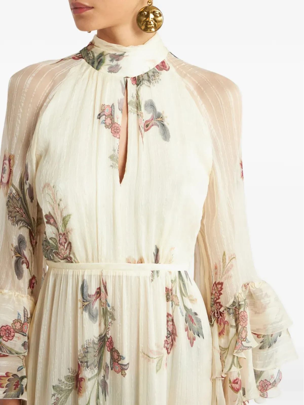 ETRO 花柄フリルシルクドレス - 画像4