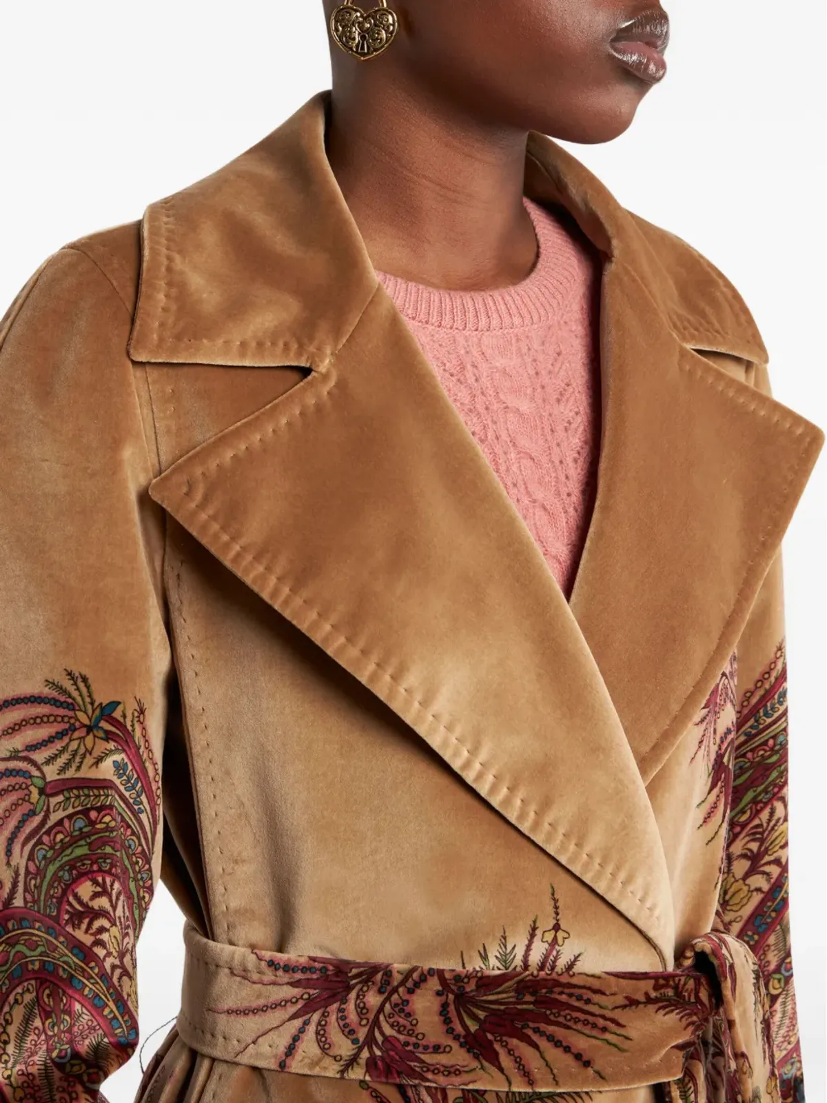 ETRO ペイズリープリントベルベットコート - 画像4