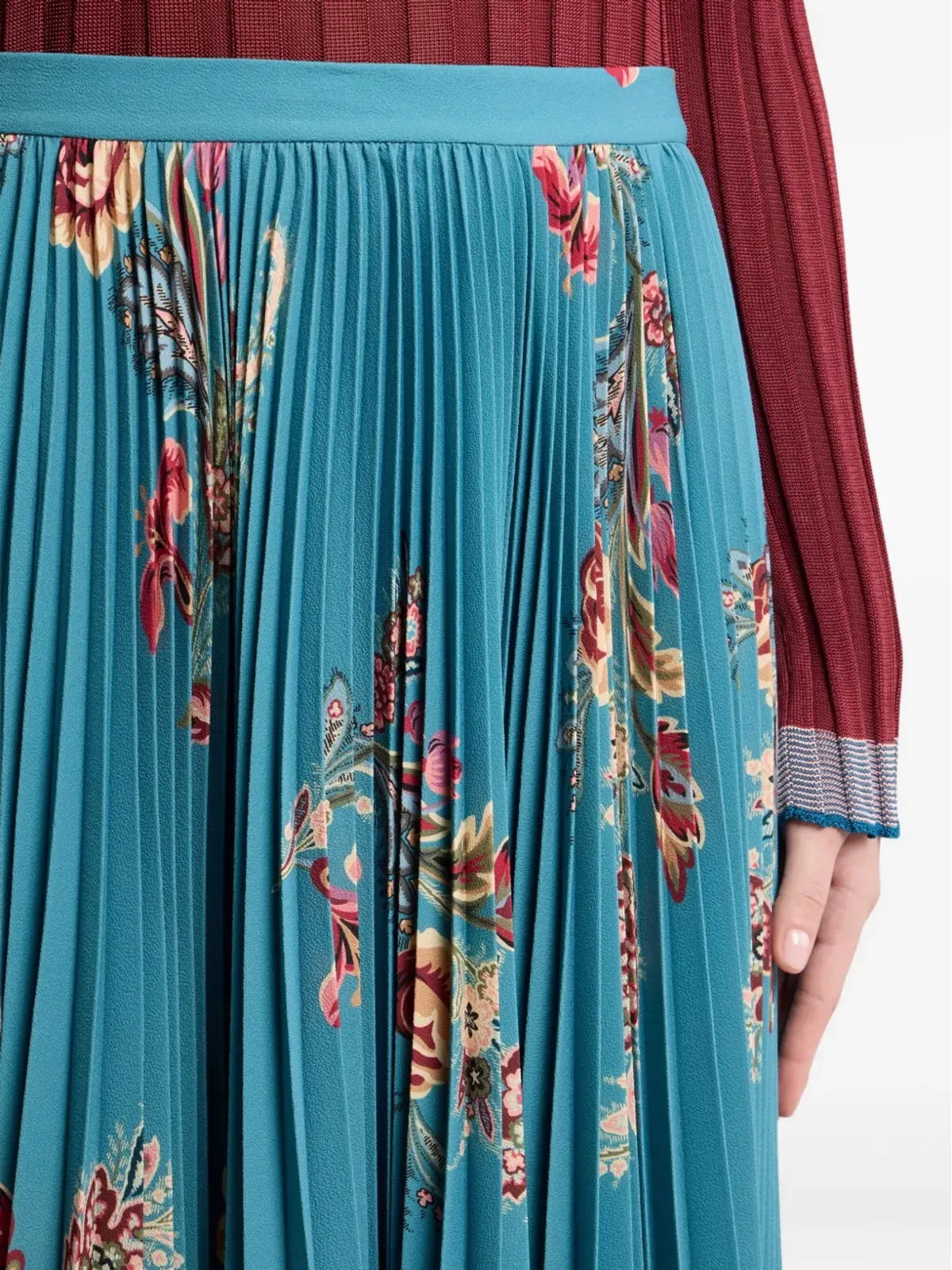 ETRO プリーツ花柄ミディスカート - 画像5