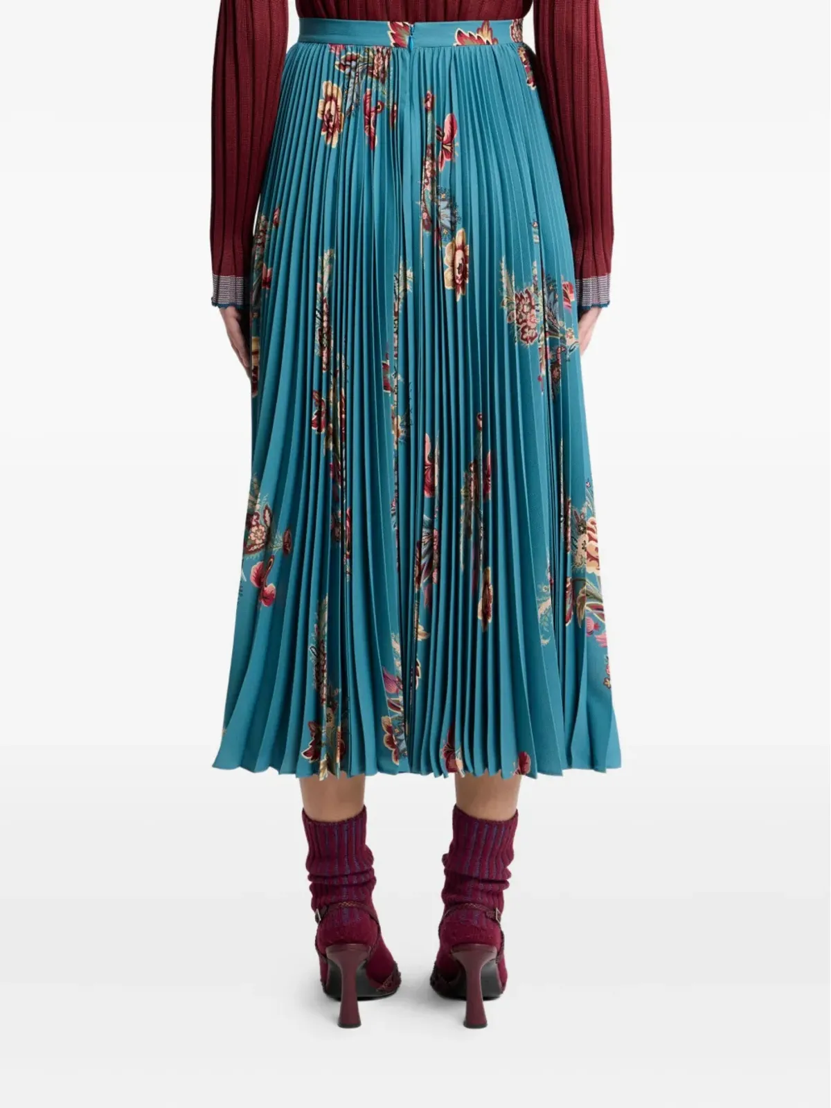 ETRO プリーツ花柄ミディスカート - 画像4