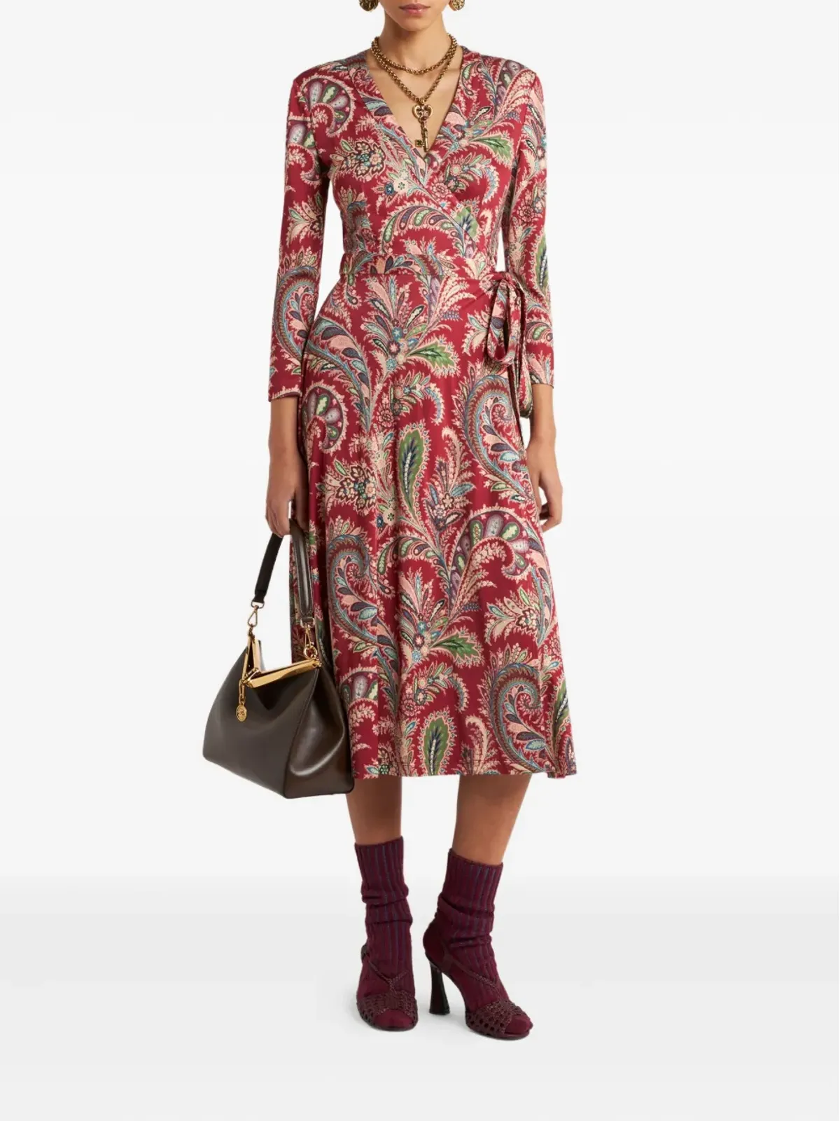 ETRO ペイズリープリント ラップミディドレス - 画像2