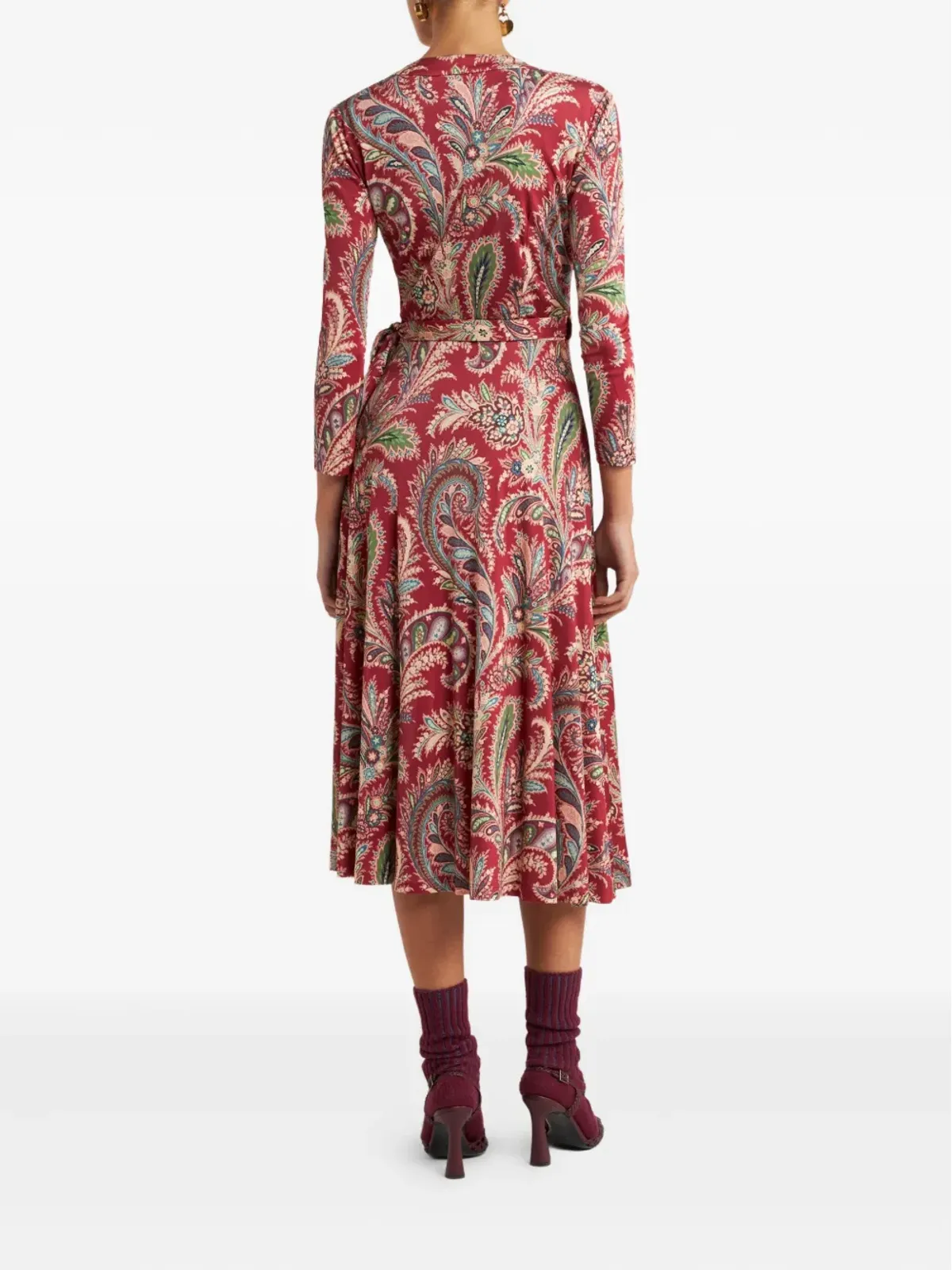 ETRO ペイズリープリント ラップミディドレス - 画像3
