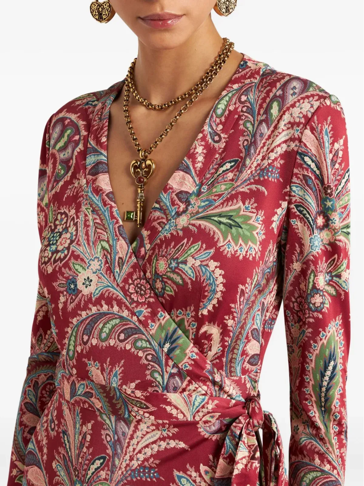 ETRO ペイズリープリント ラップミディドレス - 画像4