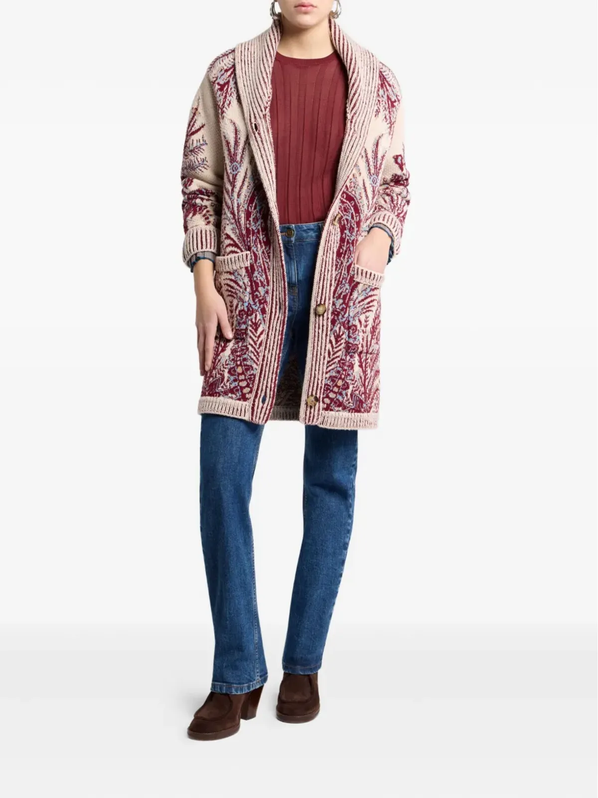 ETRO 花柄ジャカード ボタン留めコート - 画像2