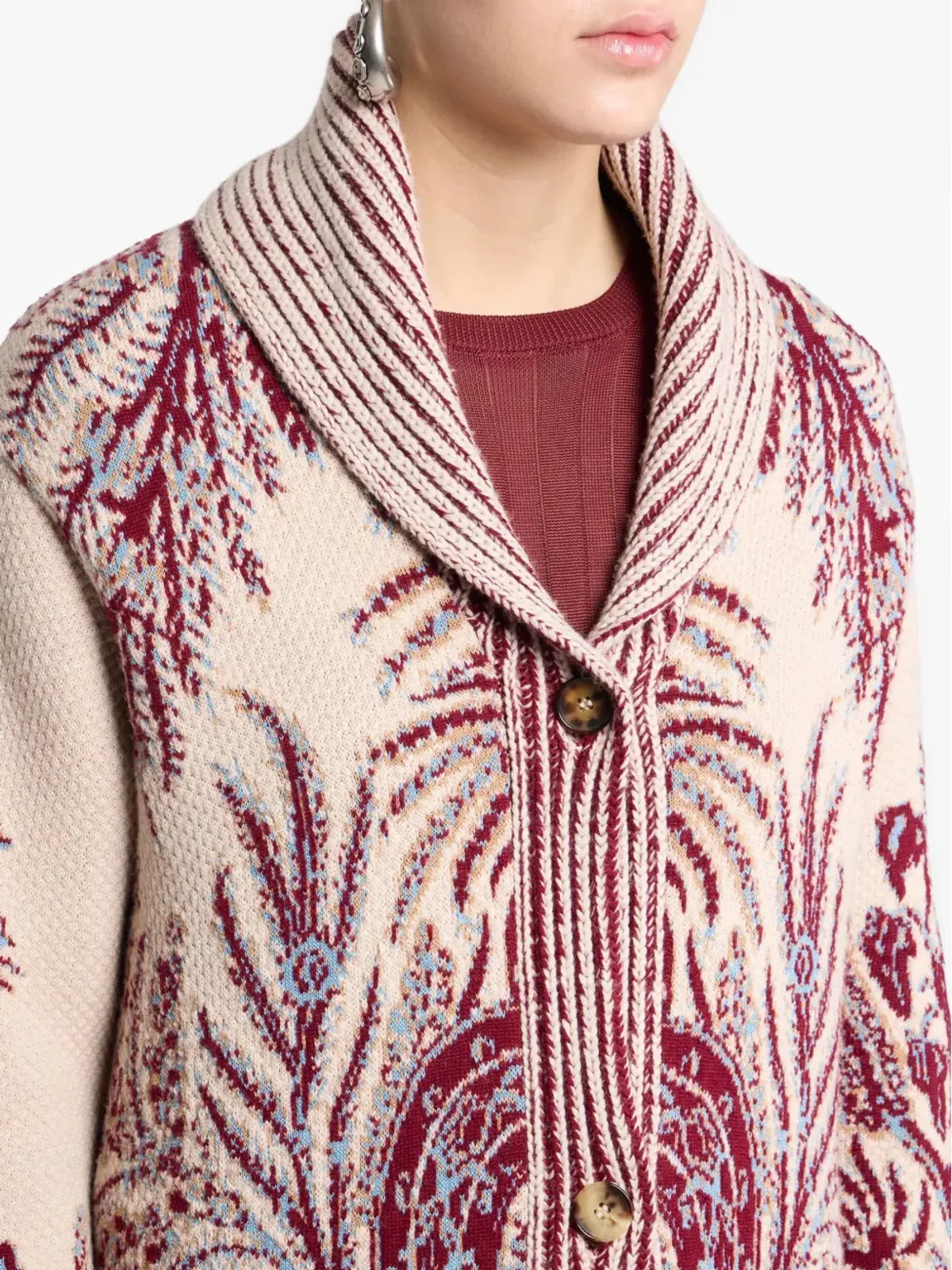 ETRO 花柄ジャカード ボタン留めコート - 画像4