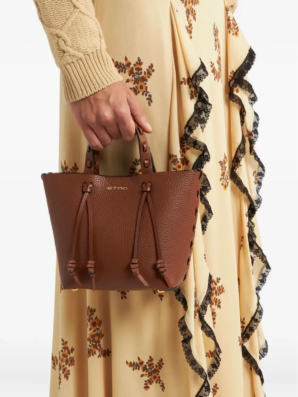 ETRO knotted leather mini bag - Brown - 画像4