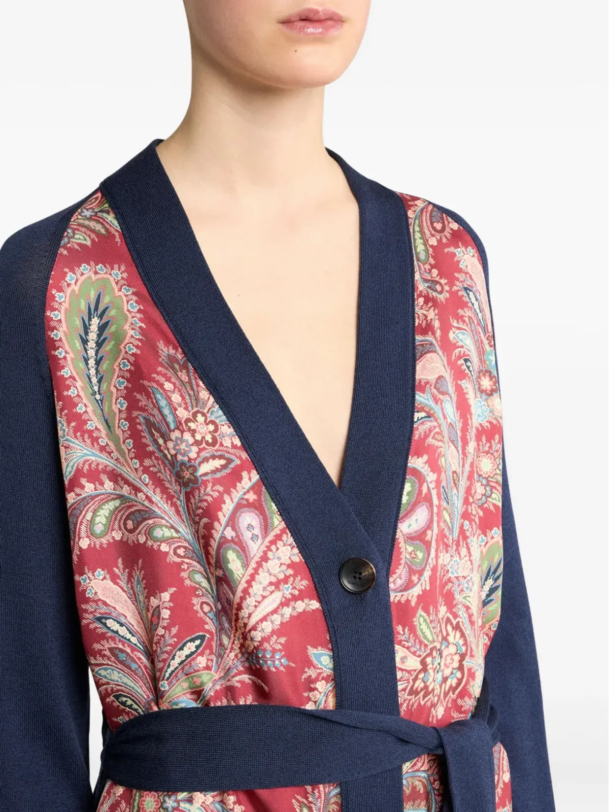ETRO ペイズリープリント シルク混カーディガン - レッド - 画像4