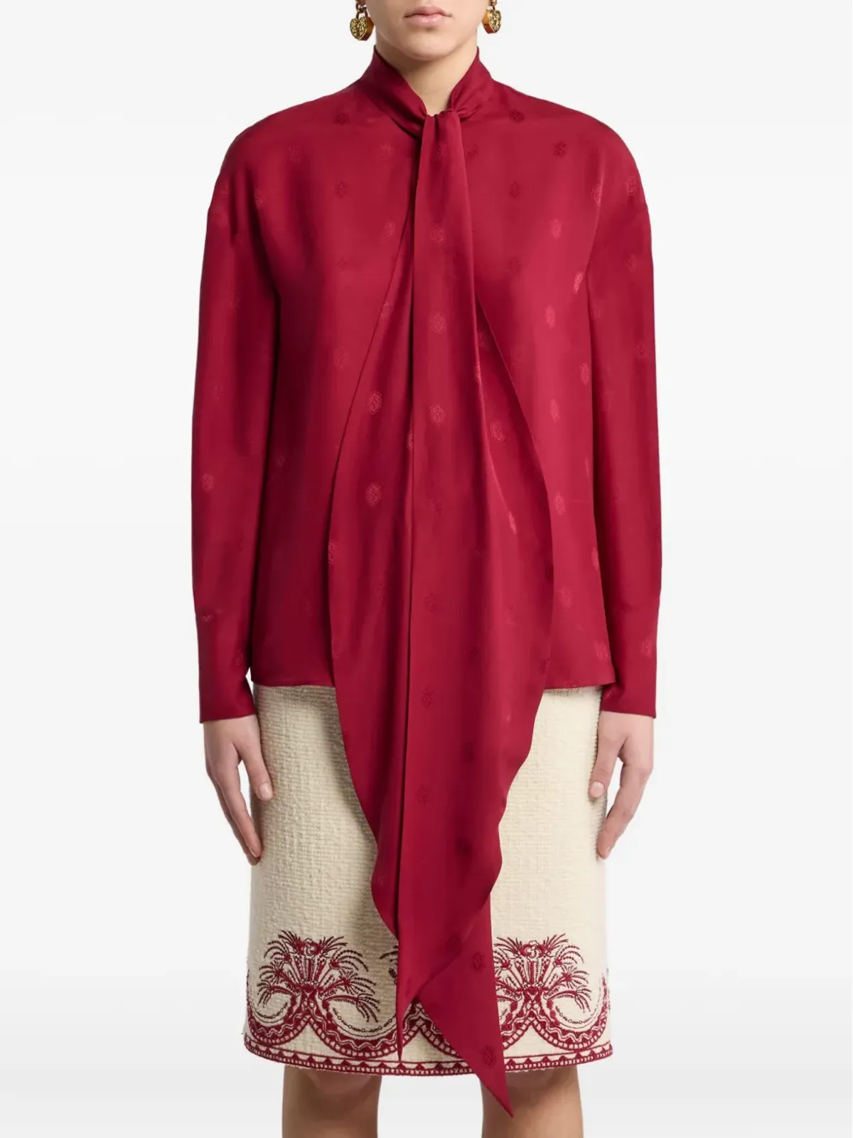 ETRO ジャカード柄タイネック ブラウス - 画像2