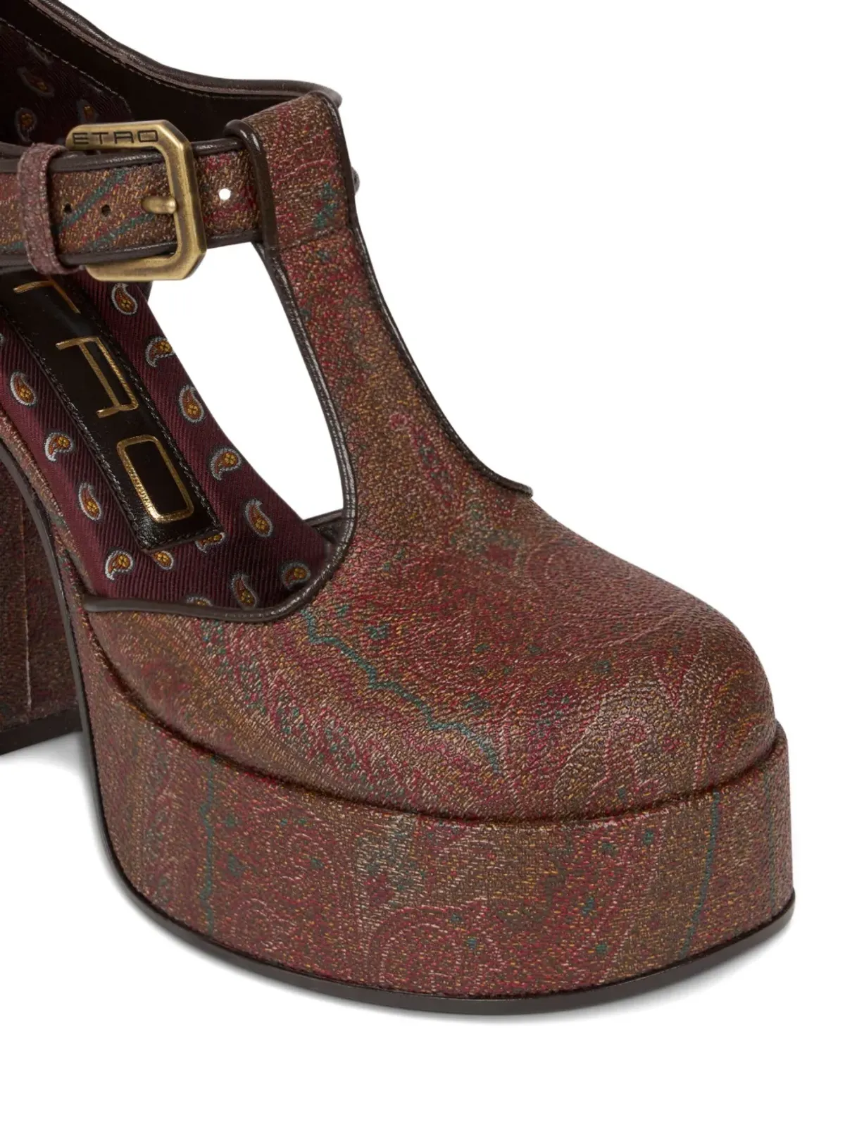 ETRO ペイズリープリント プラットフォームパンプス - ブラウン - 画像3