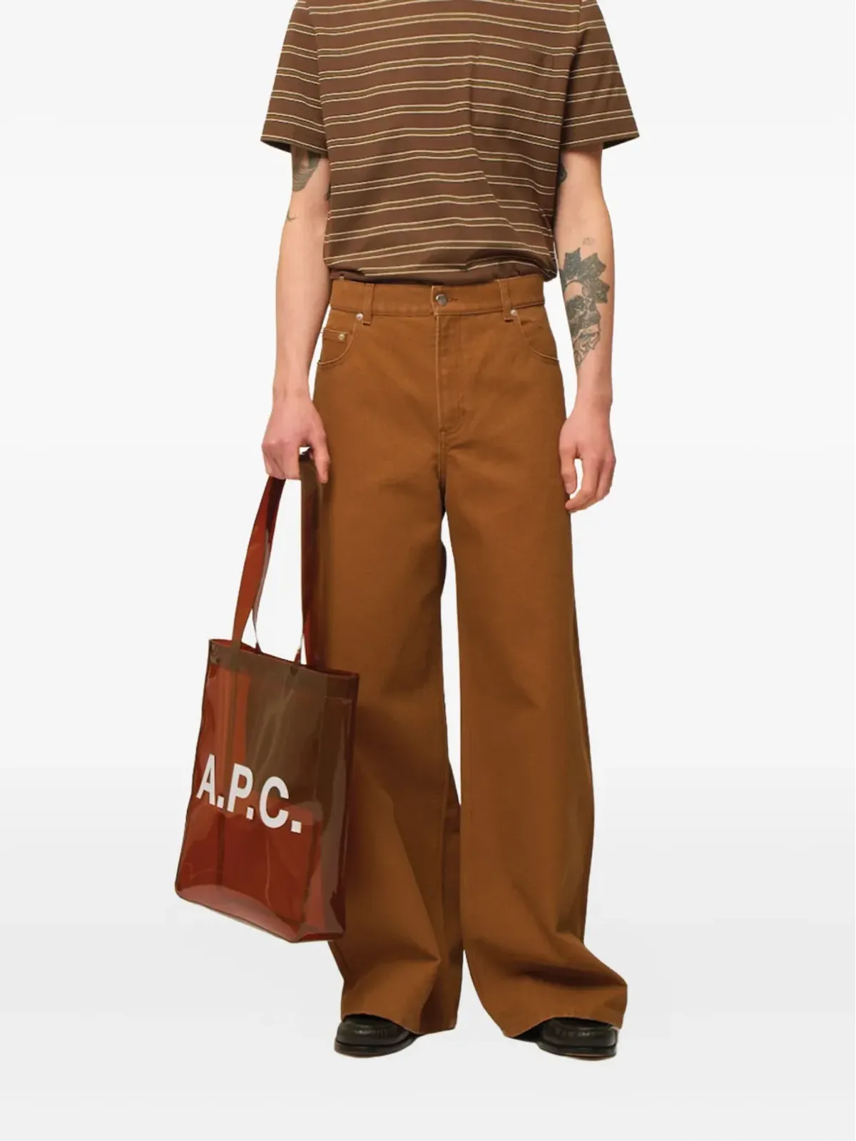 A.P.C. ロゴ トートバッグ（ブラウン） - 画像3