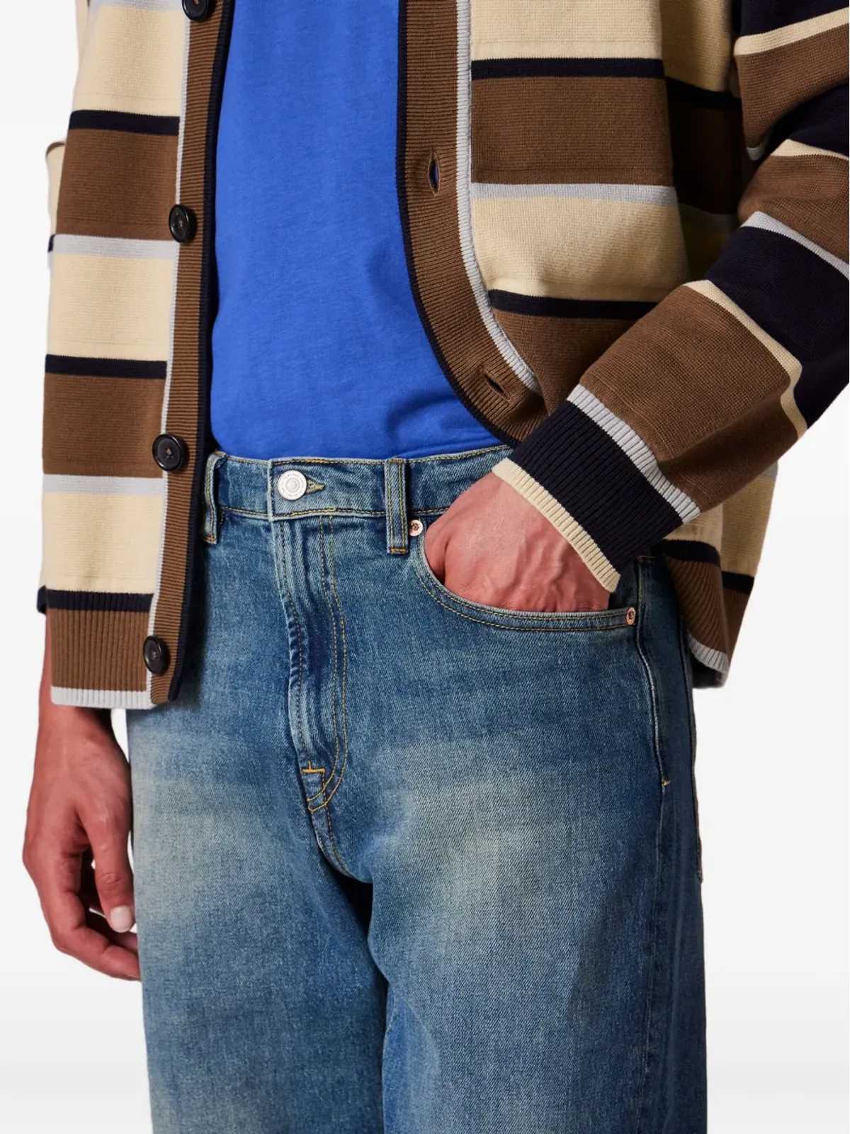 PS Paul Smith ストライプVネックカーディガン - 画像4