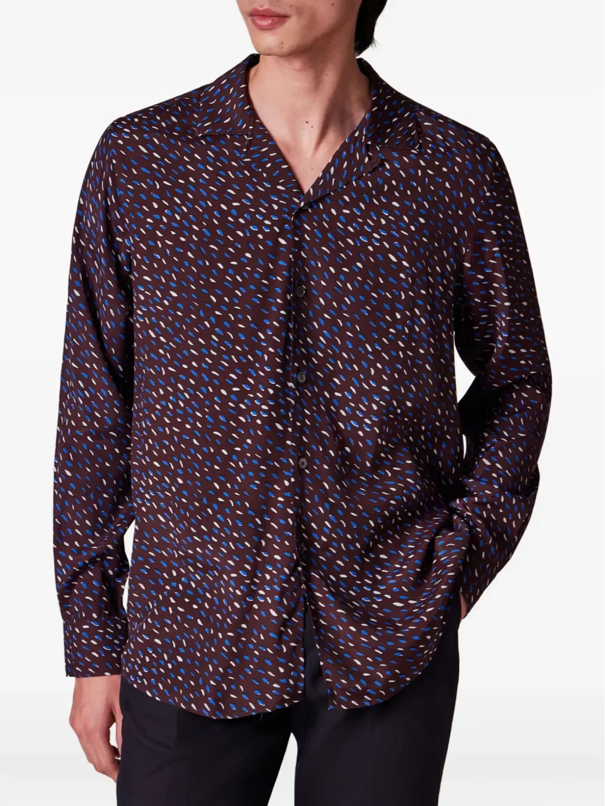Paul Smith スクリーン・ダンス・プリント キャンプカラーシャツ レッド - 画像2
