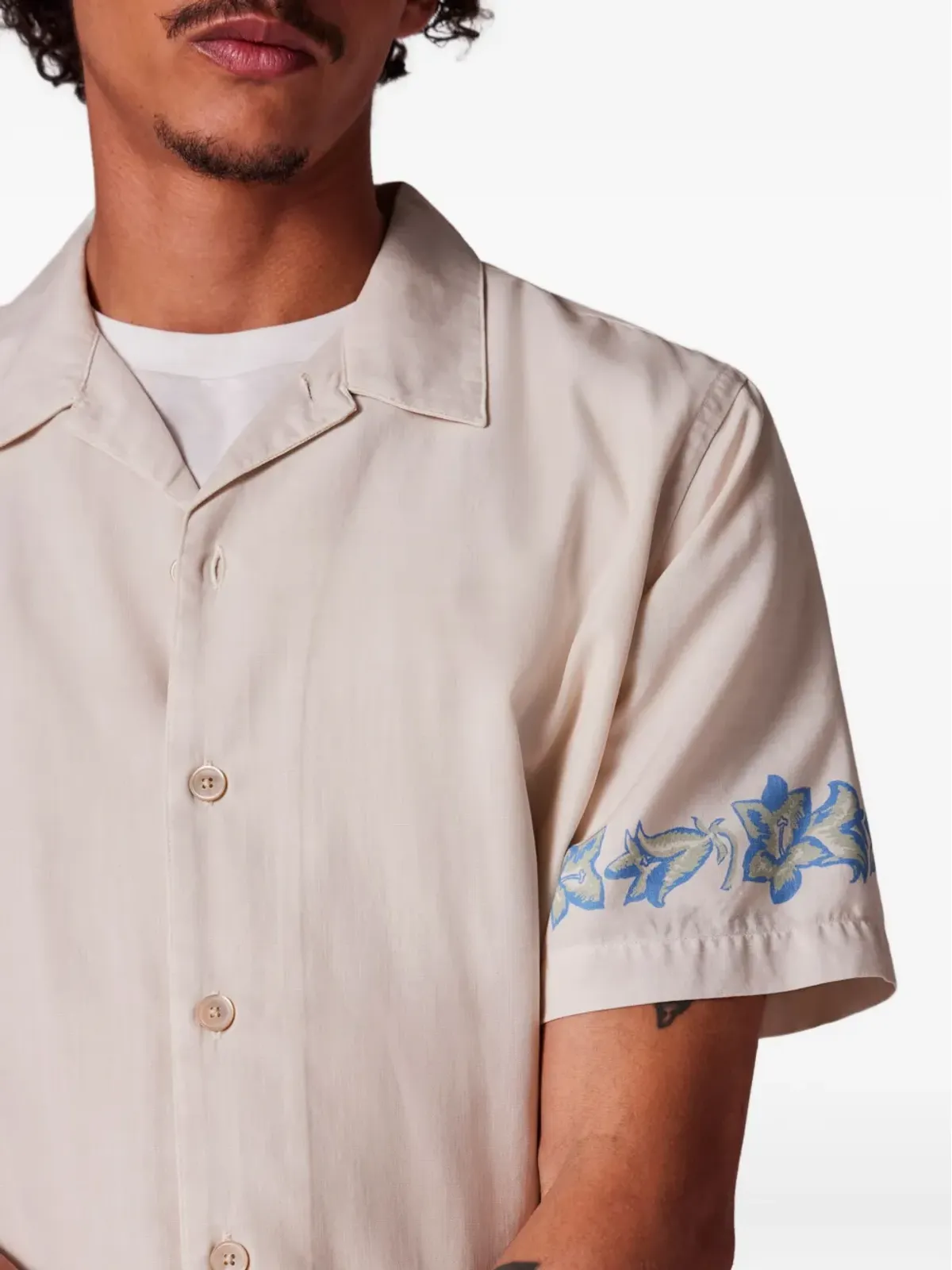 PS Paul Smith リバーカラー花柄装飾シャツ - 画像5