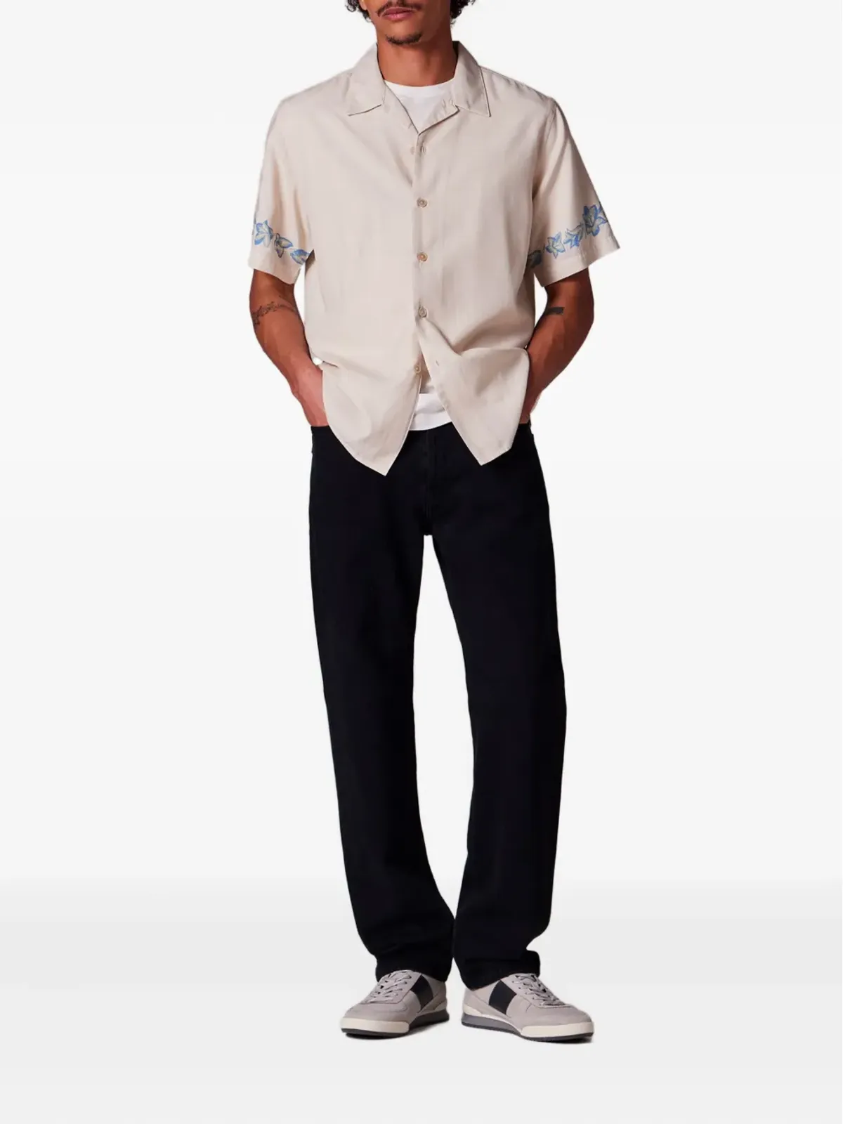 PS Paul Smith リバーカラー花柄装飾シャツ - 画像2