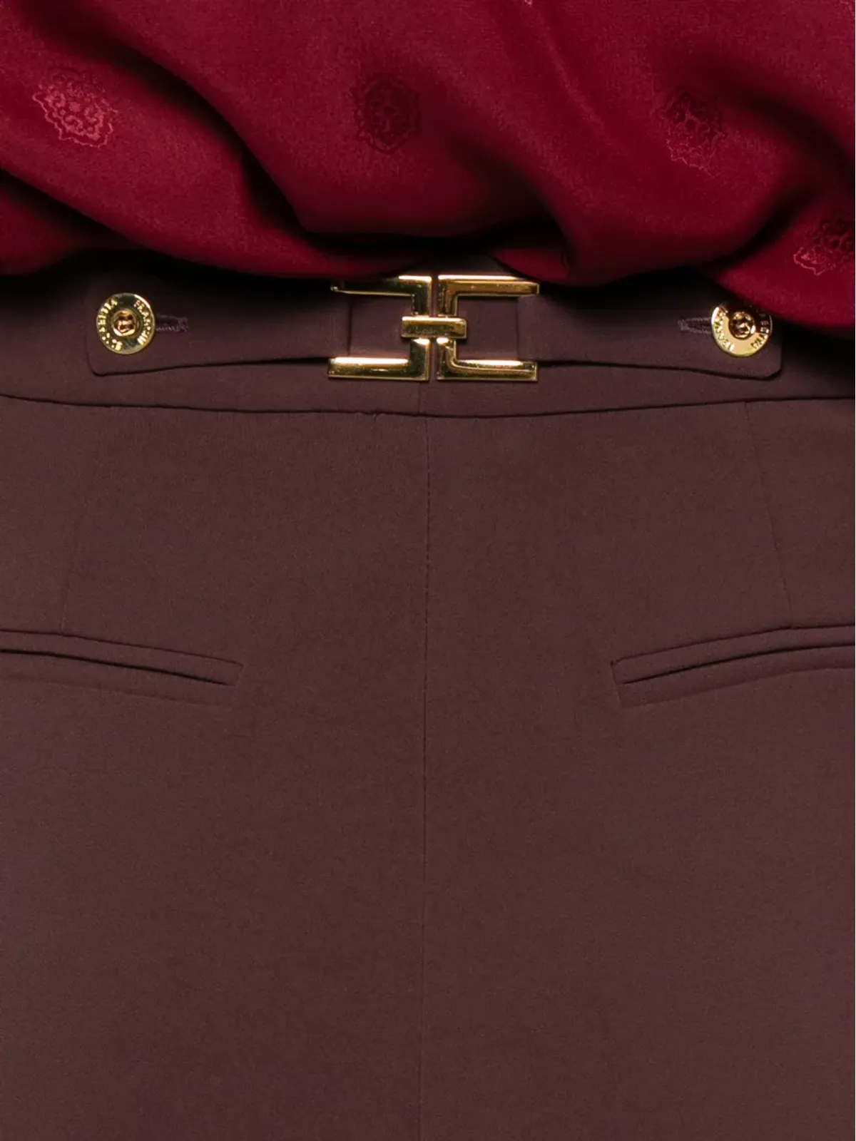 Elisabetta Franchi プリーツ入りボタンディテール ストレートパンツ - レッド - 画像5