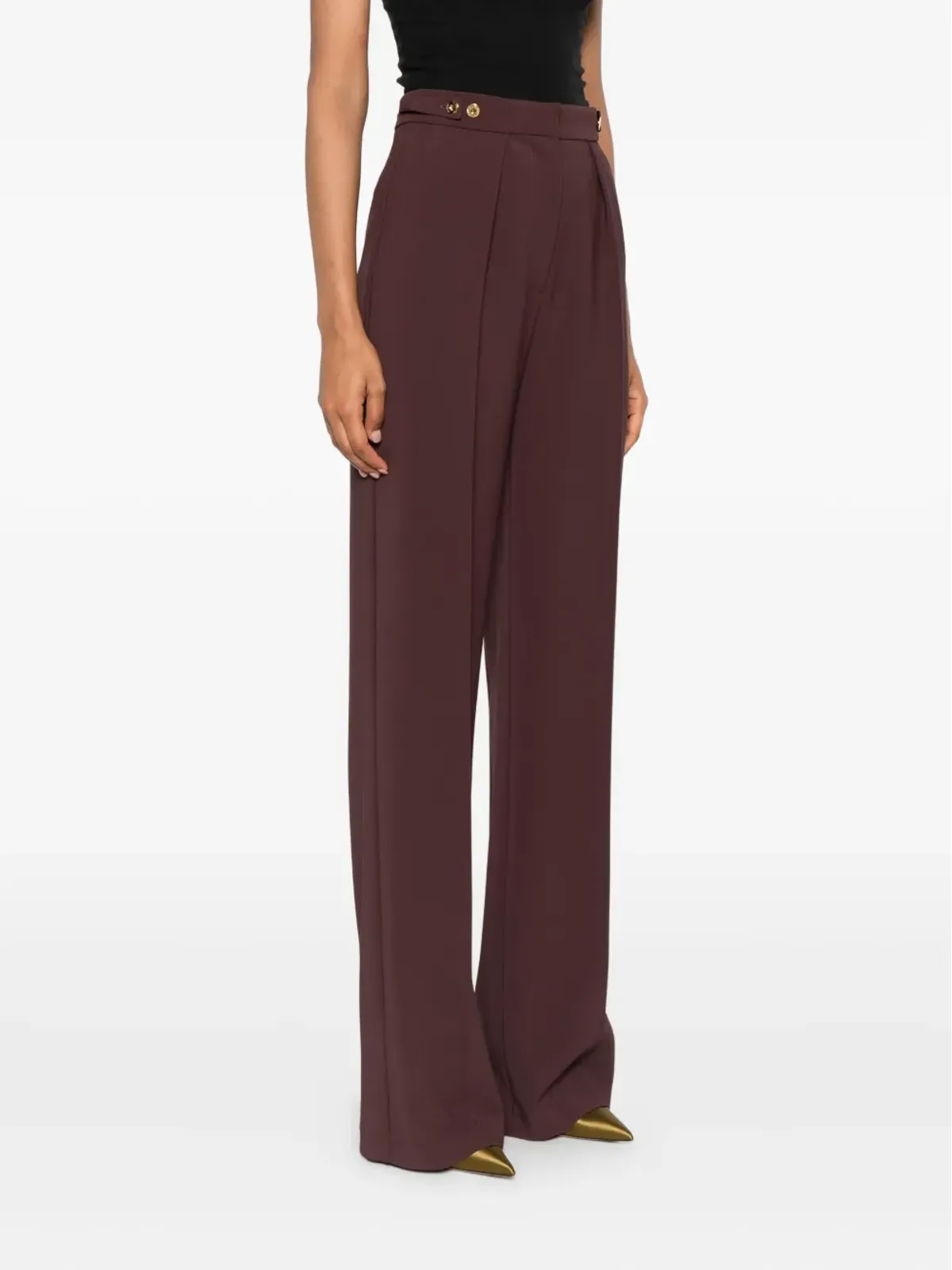 Elisabetta Franchi プリーツ入りボタンディテール ストレートパンツ - レッド - 画像3