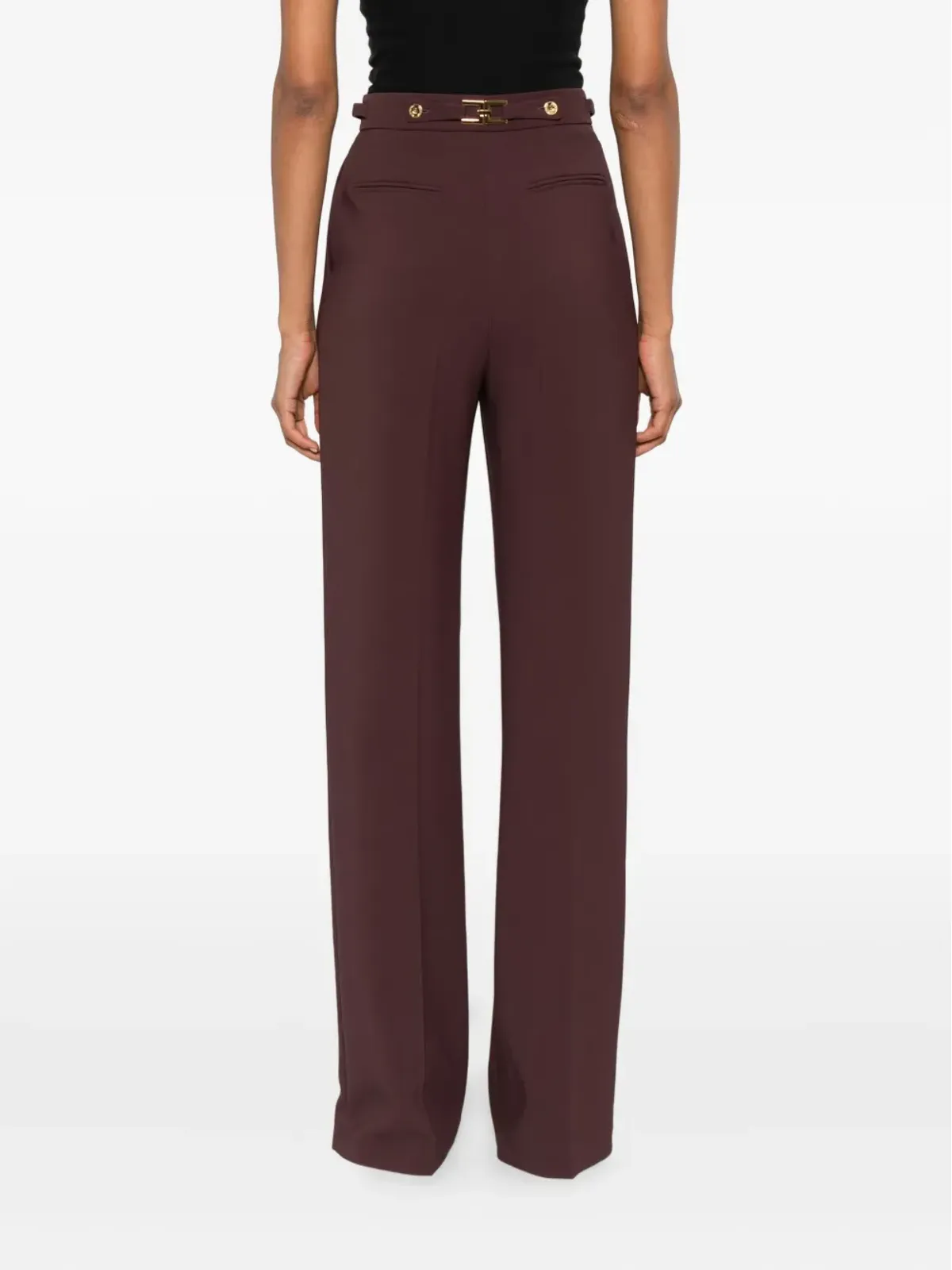 Elisabetta Franchi プリーツ入りボタンディテール ストレートパンツ - レッド - 画像4