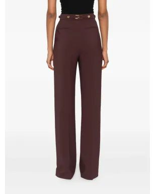 Elisabetta Franchi プリーツ入りボタンディテール ストレートパンツ - レッド - サムネイル4