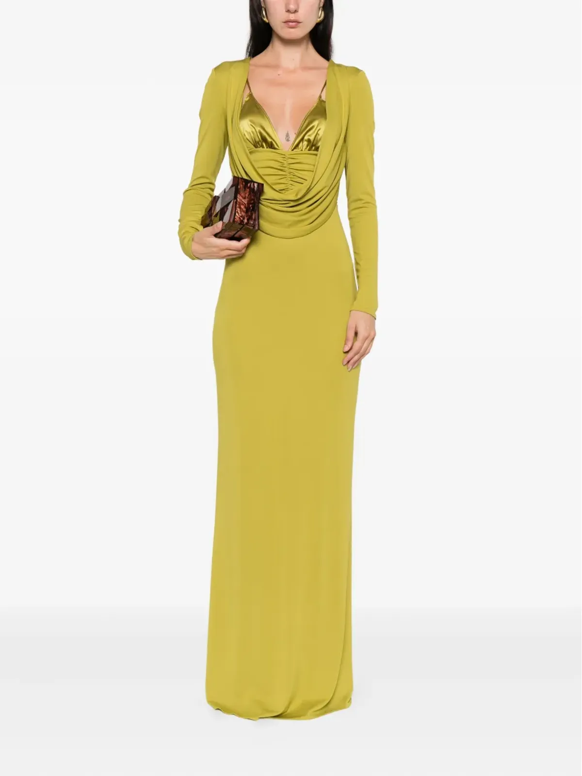 Elisabetta Franchi カウルネック ロングドレス – グリーン - 画像2