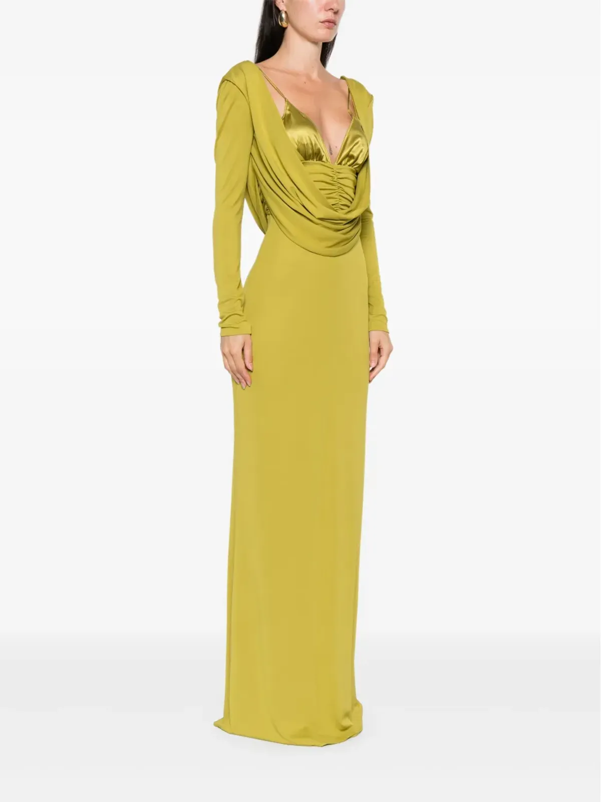 Elisabetta Franchi カウルネック ロングドレス – グリーン - 画像3