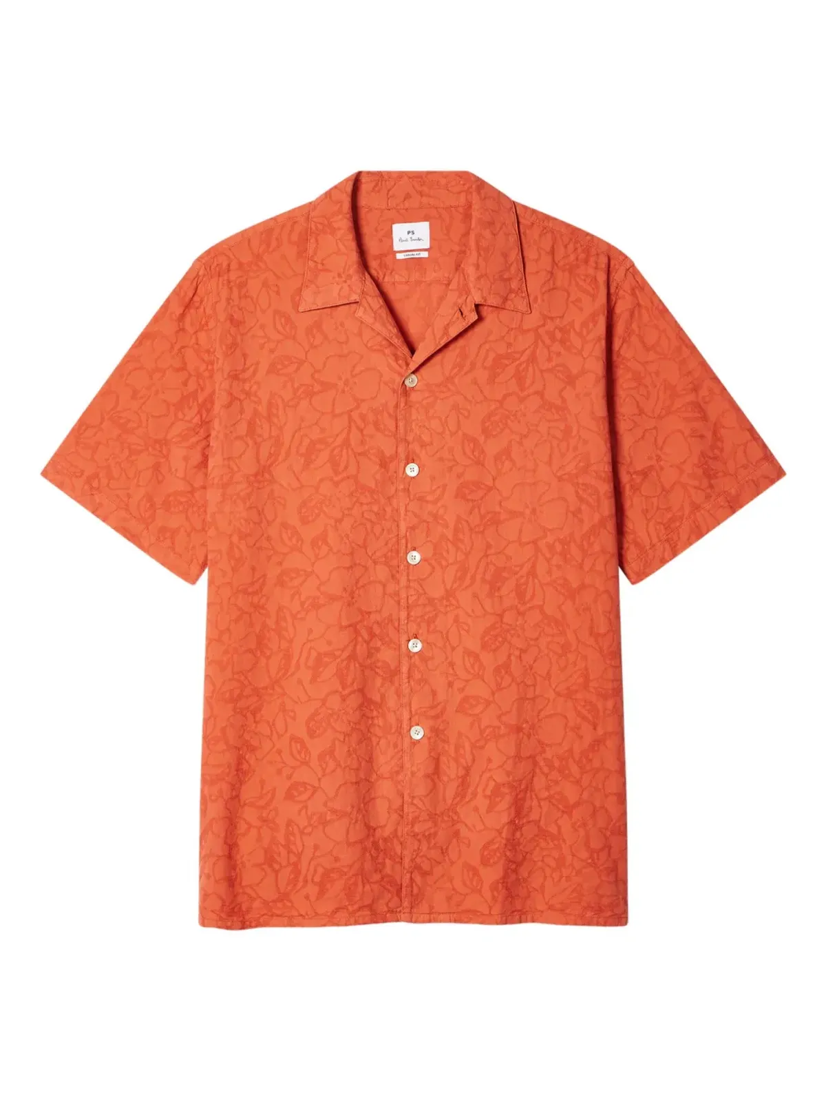 PS Paul Smith フローラルテクスチャー半袖シャツ - オレンジ - 画像1