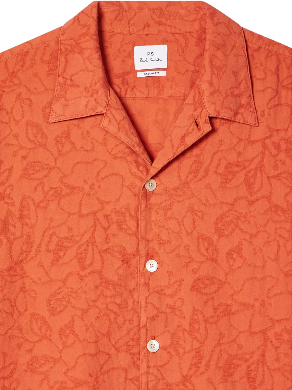 PS Paul Smith フローラルテクスチャー半袖シャツ - オレンジ - 画像5