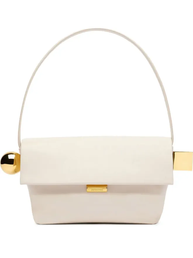 JACQUEMUS Jacquemus metallic-clasp leather shoulder bag - Neutralsの商品画像