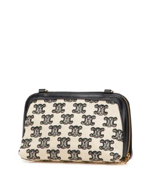 Celine Pre-Owned トライアンフ刺繍キャンバス地クラッチ／オンチェーン・クロスボディバッグ - ブラウン - サムネイル3