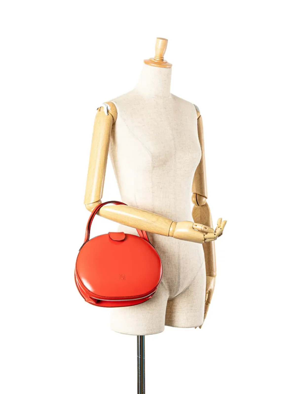 Loewe ビンテージ アナグラム レザー ラウンド ハンドバッグ 2000-2025 - レッド - 画像2