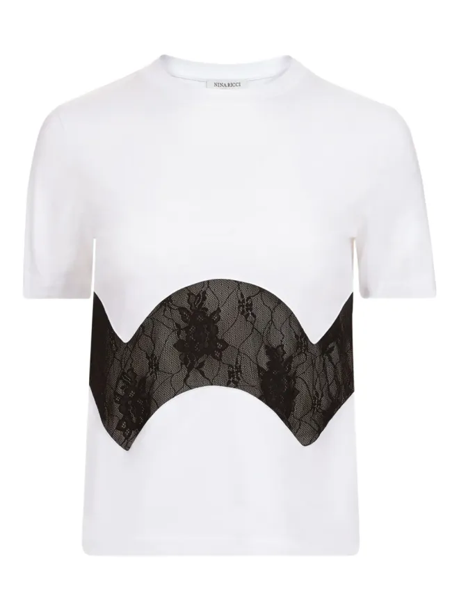 Nina Ricci Nina Ricci レースインサートコットンTシャツの商品画像