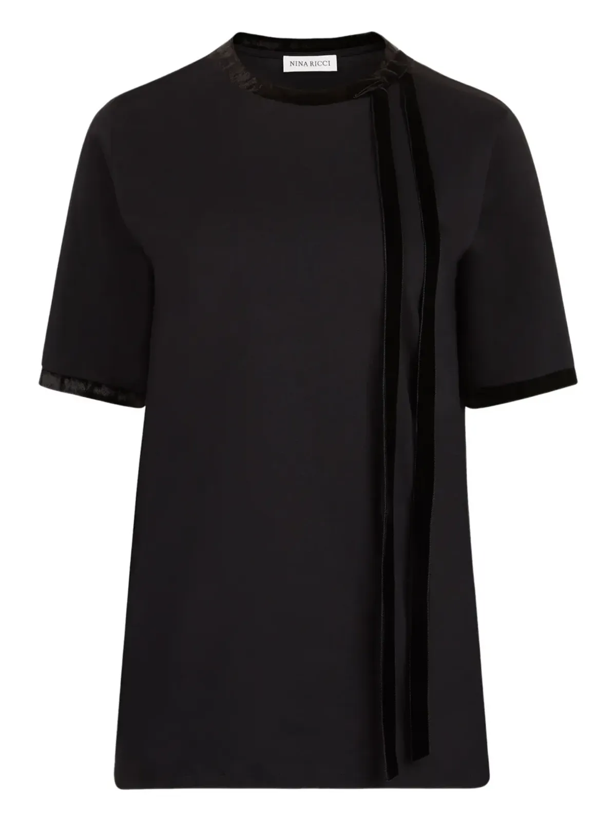 Nina Ricci ベルベット・トリムの半袖トップ - ブラック - 画像1