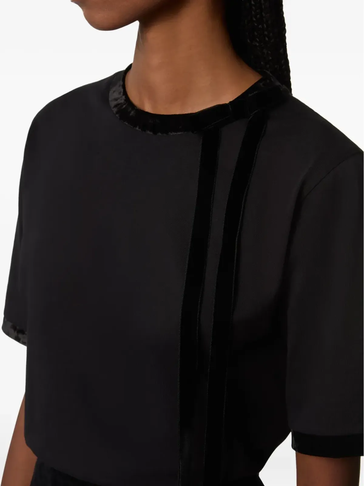 Nina Ricci ベルベット・トリムの半袖トップ - ブラック - 画像5