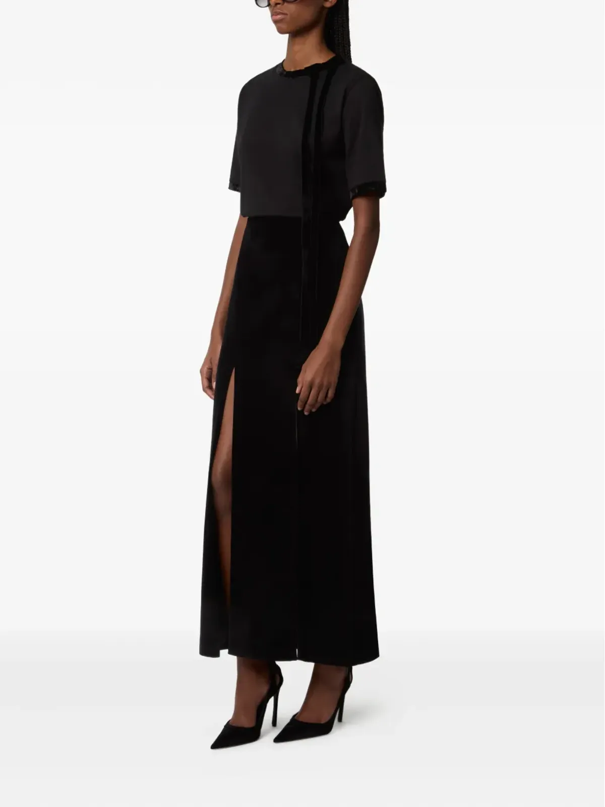 Nina Ricci ベルベット・トリムの半袖トップ - ブラック - 画像3