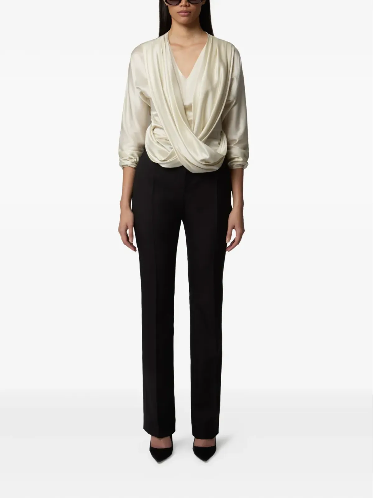 Nina Ricci ドレープVネックトップス - 画像2