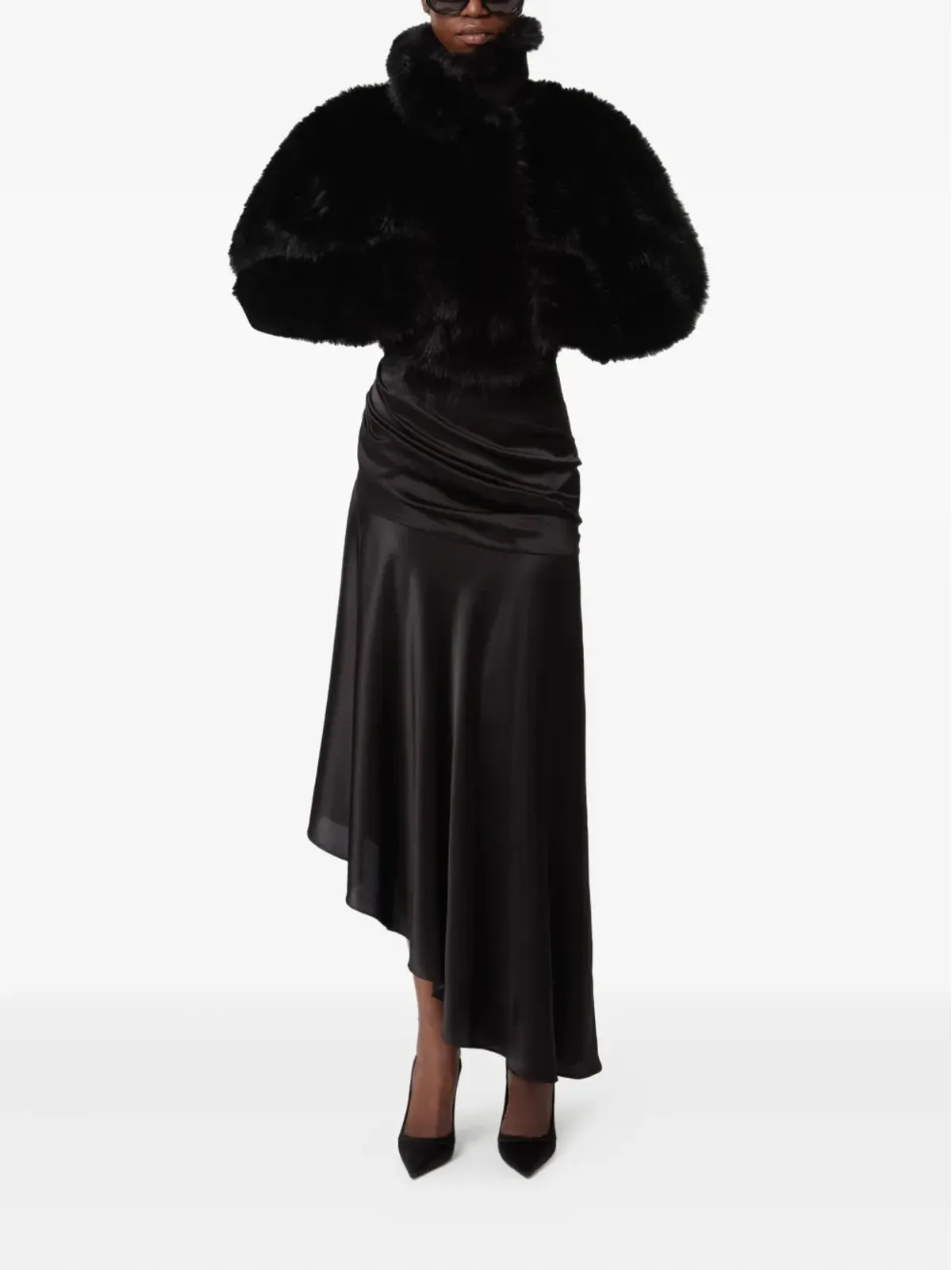 Nina Ricci アシンメトリック ドレープ サテン スカート - 画像2