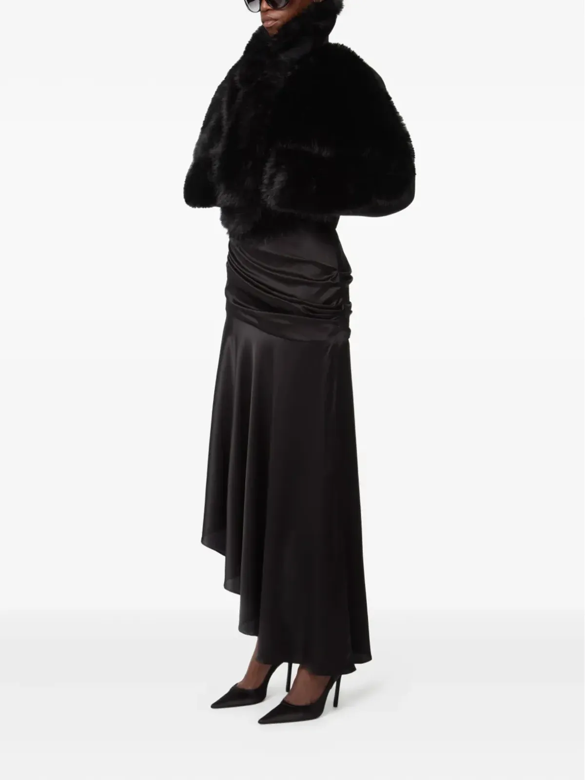 Nina Ricci アシンメトリック ドレープ サテン スカート - 画像3