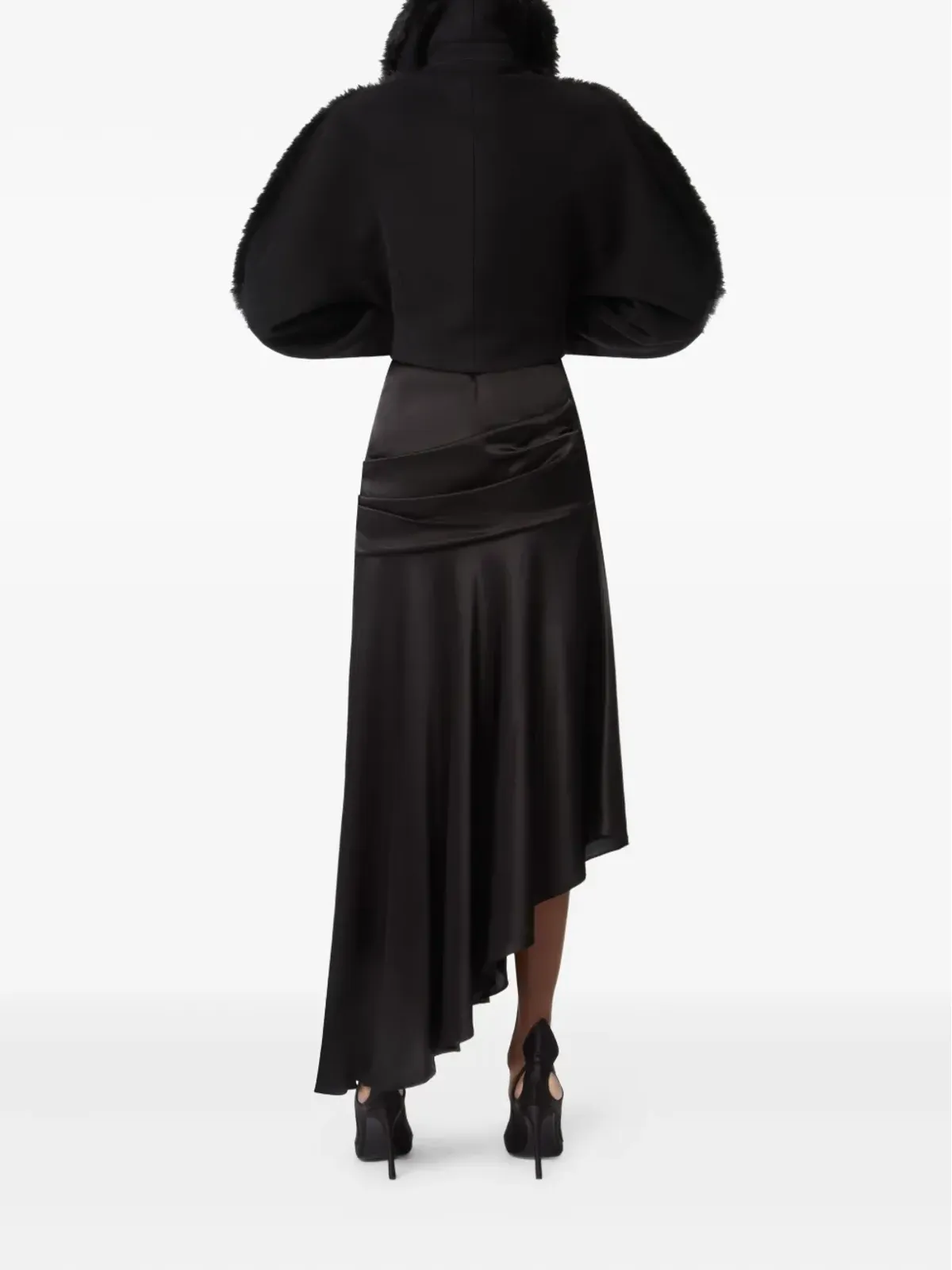 Nina Ricci アシンメトリック ドレープ サテン スカート - 画像4