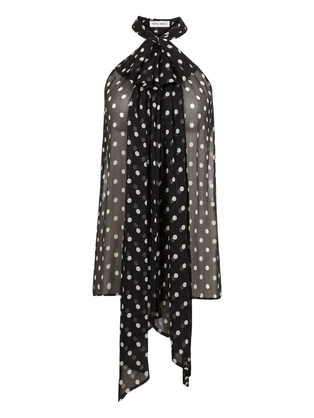 Nina Ricci ホルターネック・ドット柄トップス - ブラック - 画像1