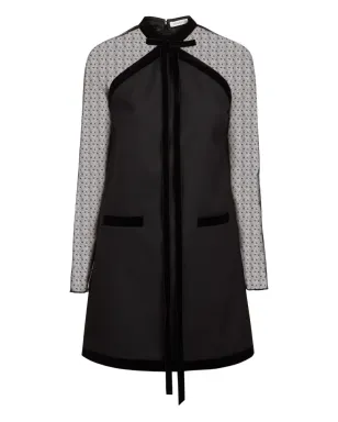 Nina Ricci ベルベットトリム チュール袖 ミニドレス - ブラック - サムネイル1