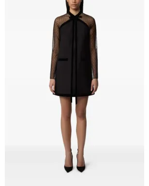 Nina Ricci ベルベットトリム チュール袖 ミニドレス - ブラック - サムネイル2