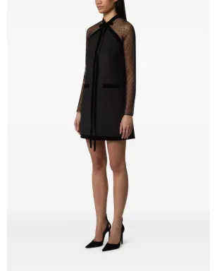 Nina Ricci ベルベットトリム チュール袖 ミニドレス - ブラック - サムネイル3
