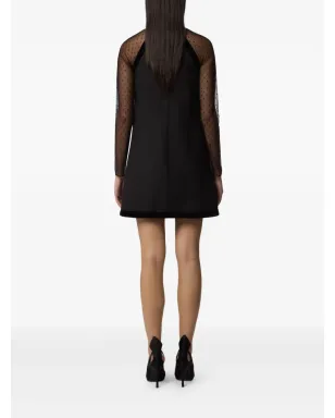 Nina Ricci ベルベットトリム チュール袖 ミニドレス - ブラック - サムネイル4